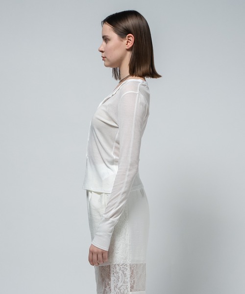 CITY TOKYO（シティトウキョウ）の「【CITY TOKYO/シティートウキョウ】Sheer Cardigan/シアーカーディガン（カーディガン/ボレロ・レディース・オレンジ/サックスブルー/ブラック/ホワイト・FREE）」の7枚目の写真