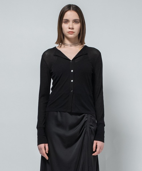CITY TOKYO（シティトウキョウ）の「【CITY TOKYO/シティートウキョウ】Sheer Cardigan/シアーカーディガン（カーディガン/ボレロ・レディース・オレンジ/サックスブルー/ブラック/ホワイト・FREE）」の11枚目の写真