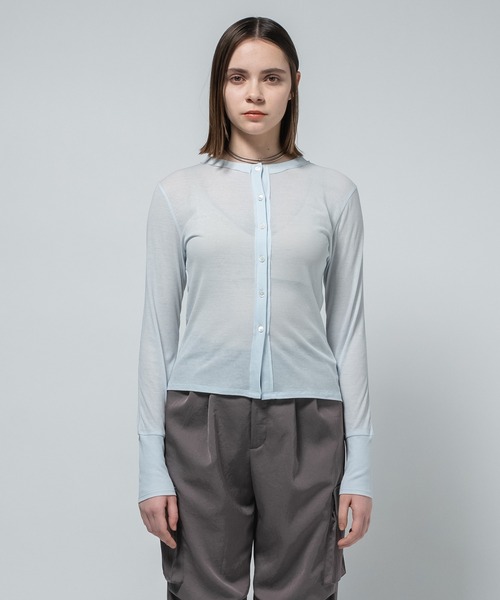 CITY TOKYO（シティトウキョウ）の「【CITY TOKYO/シティートウキョウ】Sheer Cardigan/シアーカーディガン（カーディガン/ボレロ・レディース・オレンジ/サックスブルー/ブラック/ホワイト・FREE）」の16枚目の写真