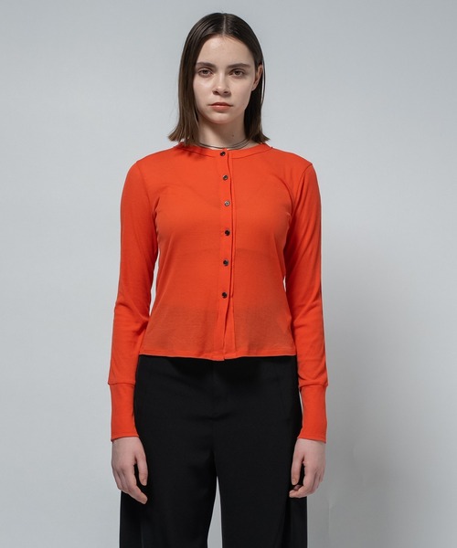 CITY TOKYO（シティトウキョウ）の「【CITY TOKYO/シティートウキョウ】Sheer Cardigan/シアーカーディガン（カーディガン/ボレロ・レディース・オレンジ/サックスブルー/ブラック/ホワイト・FREE）」の20枚目の写真