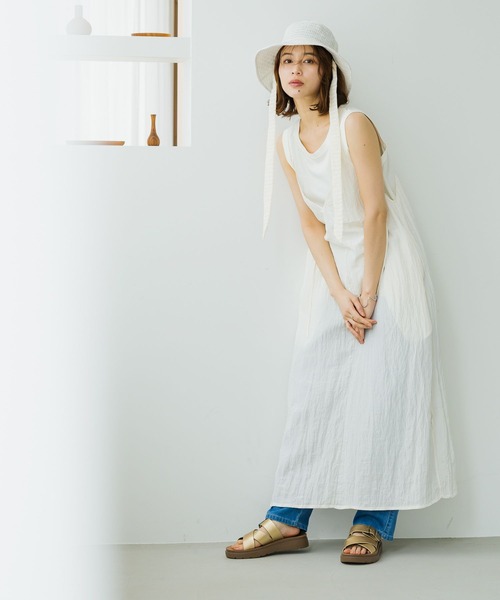 studio CLIP（スタディオクリップ）の「【抗菌防臭】ワイヤー入りリボン付きハット（ハット・レディース・オフホワイト/ブラック・FREE）」の7枚目の写真