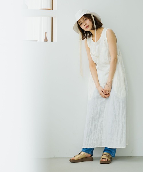 studio CLIP（スタディオクリップ）の「【抗菌防臭】ワイヤー入りリボン付きハット（ハット・レディース・オフホワイト/ブラック・FREE）」の8枚目の写真