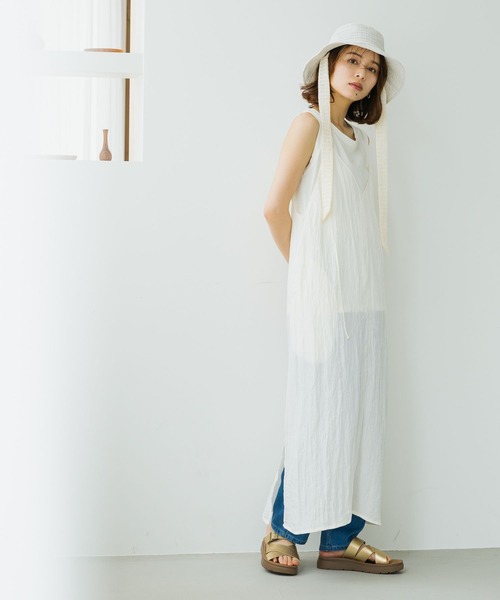 studio CLIP（スタディオクリップ）の「【抗菌防臭】ワイヤー入りリボン付きハット（ハット・レディース・オフホワイト/ブラック・FREE）」の10枚目の写真