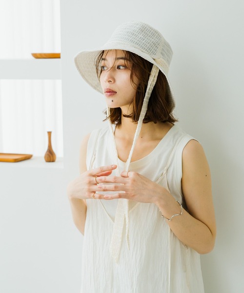 studio CLIP（スタディオクリップ）の「【抗菌防臭】ワイヤー入りリボン付きハット（ハット・レディース・オフホワイト/ブラック・FREE）」の11枚目の写真