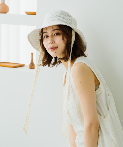 studio CLIP（スタディオクリップ）の「【抗菌防臭】ワイヤー入りリボン付きハット（ハット・レディース・オフホワイト/ブラック・FREE）」の14枚目の写真