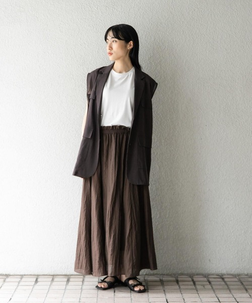 KBF（ケイビーエフ）の「デザインステッチスリーブレスカットソー（Tシャツ/カットソー・レディース・グレー/アイボリー/オフホワイト・ONE）」の4枚目の写真