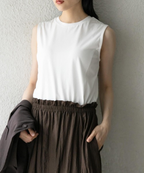 KBF（ケイビーエフ）の「デザインステッチスリーブレスカットソー（Tシャツ/カットソー・レディース・グレー/アイボリー/オフホワイト・ONE）」の6枚目の写真