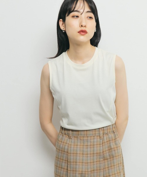 KBF（ケイビーエフ）の「デザインステッチスリーブレスカットソー（Tシャツ/カットソー・レディース・グレー/アイボリー/オフホワイト・ONE）」の11枚目の写真