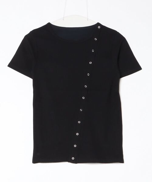 DIP IN CHOCOLATE(ディップインチョコレート)の「スナップテレコTシャツ【DIP IN CHOCOLATE】(Tシャツ/カットソー・レディース・ブラック/オフホワイト/ライトグレー・F)」の6枚目の写真