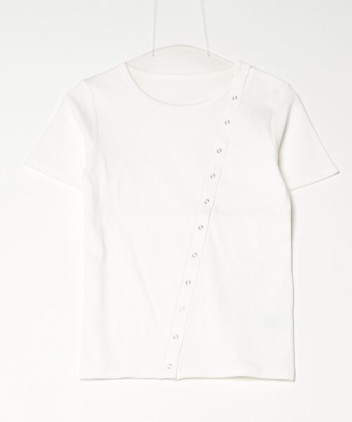 DIP IN CHOCOLATE(ディップインチョコレート)の「スナップテレコTシャツ【DIP IN CHOCOLATE】(Tシャツ/カットソー・レディース・ブラック/オフホワイト/ライトグレー・F)」の5枚目の写真