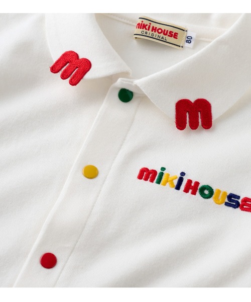 MIKI HOUSE（ミキハウス）の「ロゴ長袖ブラウス（シャツ/ブラウス・キッズ・ホワイト・70cm/80ｃｍ/90cm/100cm/110cm）」の2枚目の写真