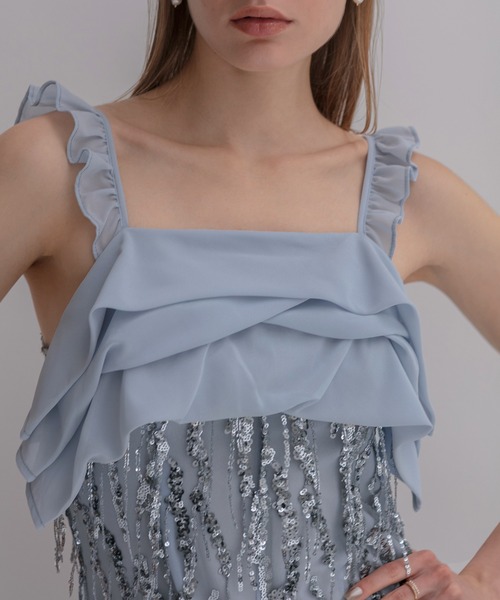 Leja（レジャ）の「【LEJA LUXE】フリンジスパンコールIラインドレス