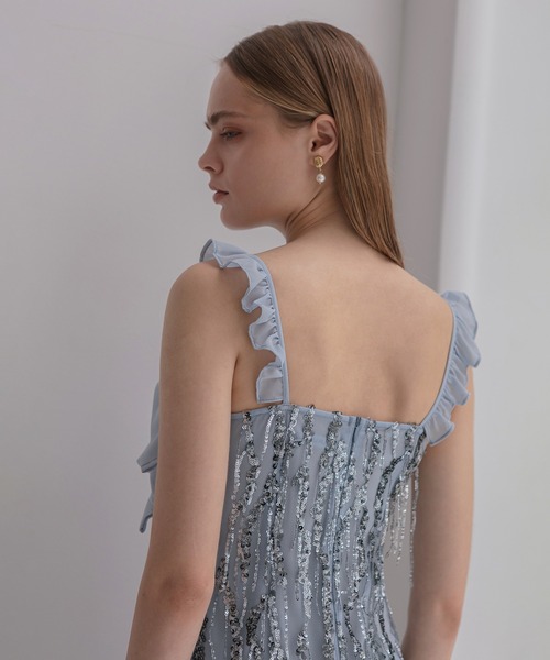 Leja（レジャ）の「【LEJA LUXE】フリンジスパンコールIラインドレス