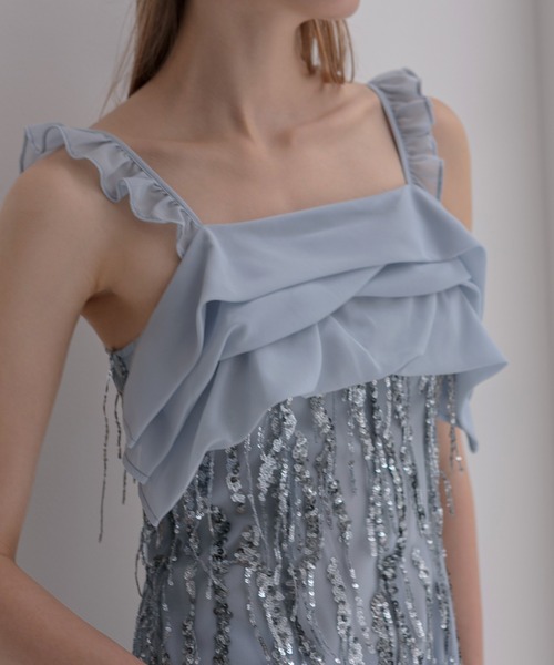 Leja（レジャ）の「【LEJA LUXE】フリンジスパンコールIラインドレス