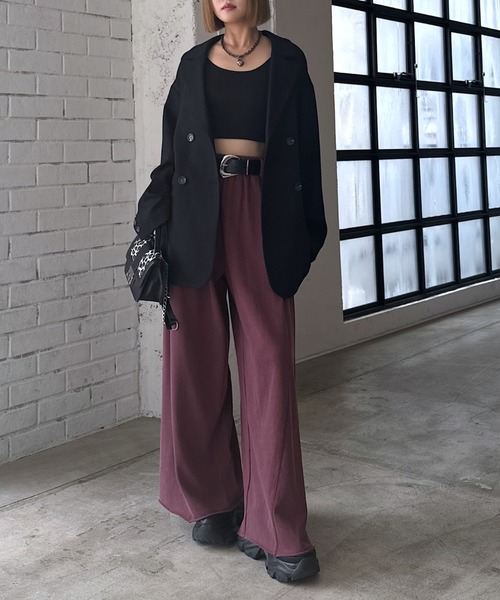 PAGEBOY(ページボーイ)の「サイドタックルーズウラケパンツ/イージーパンツ【4color・2size】(スウェットパンツ・レディース・レッド系その他/グレー/ブラック/ブラウン系その他・SMALL/MEDIUM)」の7枚目の写真