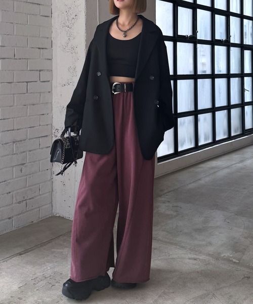 PAGEBOY(ページボーイ)の「サイドタックルーズウラケパンツ/イージーパンツ【4color・2size】(スウェットパンツ・レディース・レッド系その他/グレー/ブラック/ブラウン系その他・SMALL/MEDIUM)」の8枚目の写真