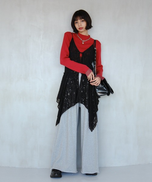 PAGEBOY(ページボーイ)の「サイドタックルーズウラケパンツ/イージーパンツ【4color・2size】(スウェットパンツ・レディース・レッド系その他/グレー/ブラック/ブラウン系その他・SMALL/MEDIUM)」の12枚目の写真