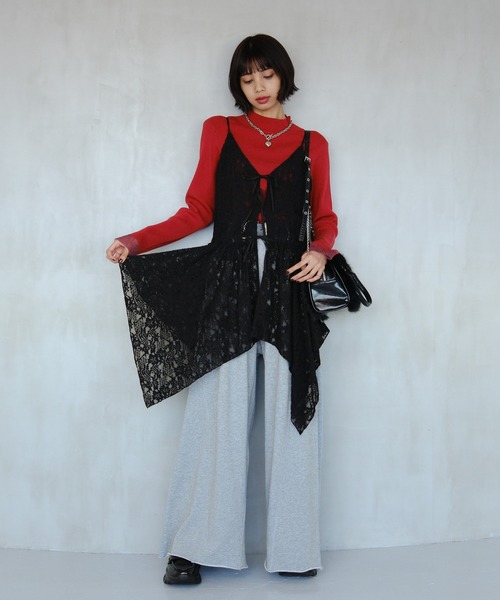 PAGEBOY(ページボーイ)の「サイドタックルーズウラケパンツ/イージーパンツ【4color・2size】(スウェットパンツ・レディース・レッド系その他/グレー/ブラック/ブラウン系その他・SMALL/MEDIUM)」の11枚目の写真