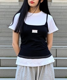 A'GEM/9 × .kom 『.KOMZ/ドットケーオーエムゼット』 /リボンキャミ×フリルTシャツ セットトップス