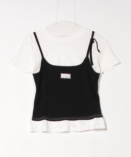 .KOM（ドットコム）の「A'GEM/9 × .kom 『.KOMZ/ドットケーオーエムゼット』 /リボンキャミ×フリルTシャツ セットトップス（Tシャツ/カットソー・レディース・ブラック/レッド・FREE）」の12枚目の写真