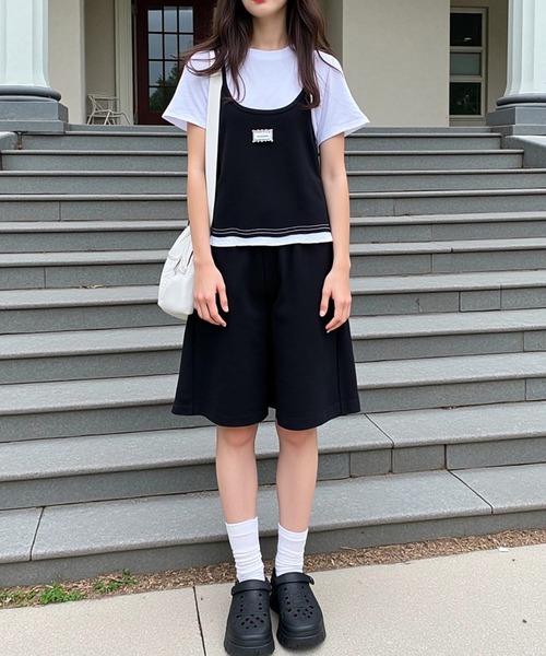 .KOM（ドットコム）の「A'GEM/9 × .kom 『.KOMZ/ドットケーオーエムゼット』 /リボンキャミ×フリルTシャツ セットトップス（Tシャツ/カットソー・レディース・ブラック/レッド・FREE）」の4枚目の写真