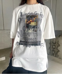 新品 【Ameri】MESSAGE PRINT TEE Tシャツ ベージュ｜Yahoo