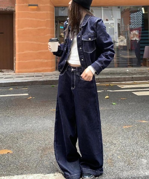 JEANASIS つめあわせ　セット　トップス　ボトムス　ジャケット オールオーバーリベットとカモメアップリケのリラックスフィット