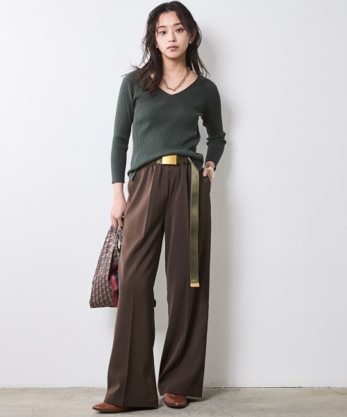 CHIC STYLE(シックスタイル)の「ストレートワイドパンツ<大きいサイズ有>シックスタイル(スラックス・レディース・ブラウン/ブラック・5L/4L/3L/LL/L/M)」の17枚目の写真