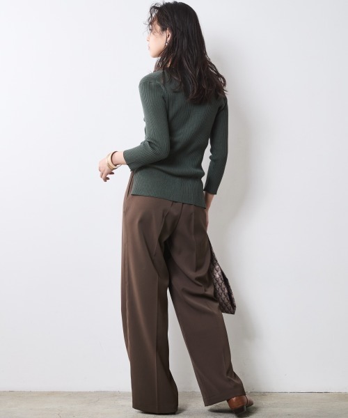 CHIC STYLE(シックスタイル)の「ストレートワイドパンツ<大きいサイズ有>シックスタイル(スラックス・レディース・ブラウン/ブラック・5L/4L/3L/LL/L/M)」の20枚目の写真