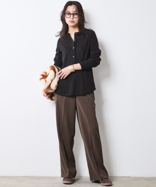 CHIC STYLE(シックスタイル)の「ストレートワイドパンツ<大きいサイズ有>シックスタイル(スラックス・レディース・ブラウン/ブラック・5L/4L/3L/LL/L/M)」の21枚目の写真