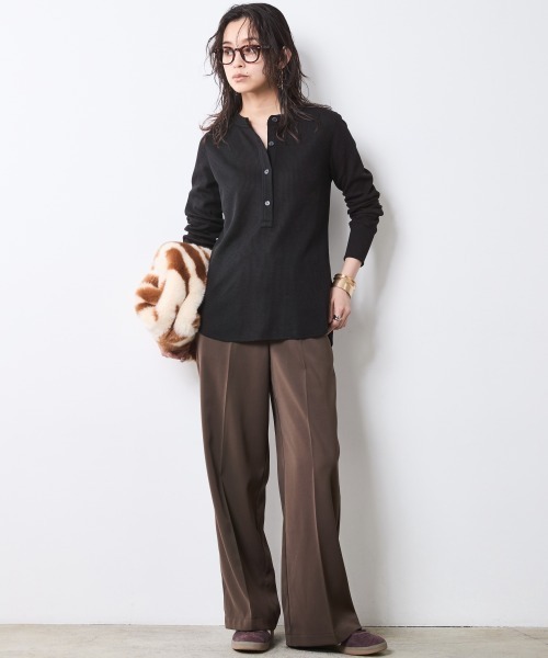 CHIC STYLE(シックスタイル)の「ストレートワイドパンツ<大きいサイズ有>シックスタイル(スラックス・レディース・ブラウン/ブラック・5L/4L/3L/LL/L/M)」の22枚目の写真