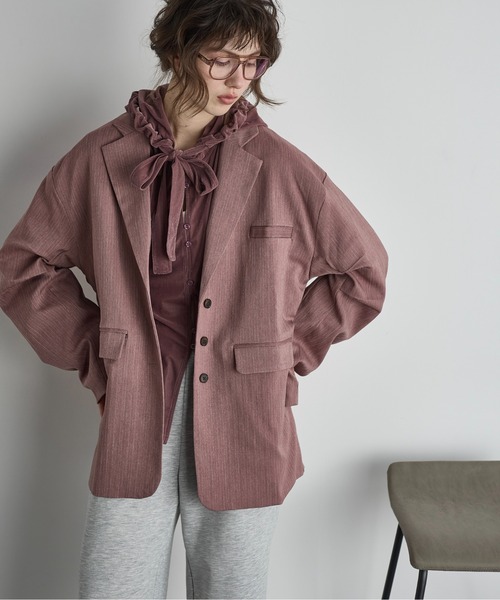 ヘリンボーンタックスリーブテーラードジャケット（テーラード