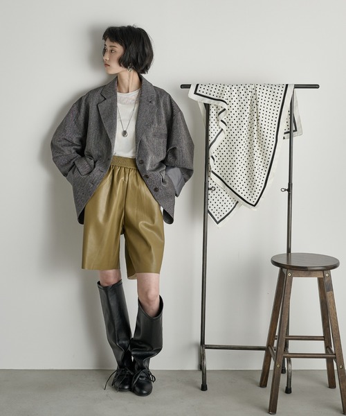 THE YOn（ザヨン）の「ヘリンボーンタックスリーブテーラードジャケット（テーラードジャケット・レディース・ピンク/ブラウン/グレー・FREE）」の9枚目の写真