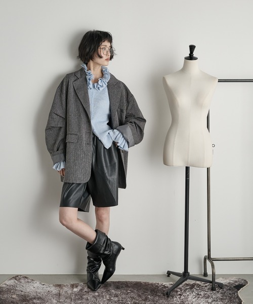 THE YOn（ザヨン）の「ヘリンボーンタックスリーブテーラードジャケット（テーラードジャケット・レディース・ピンク/ブラウン/グレー・FREE）」の12枚目の写真