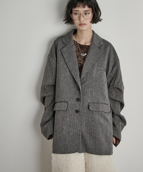 セール】ヘリンボーンタックスリーブテーラードジャケット（テーラード