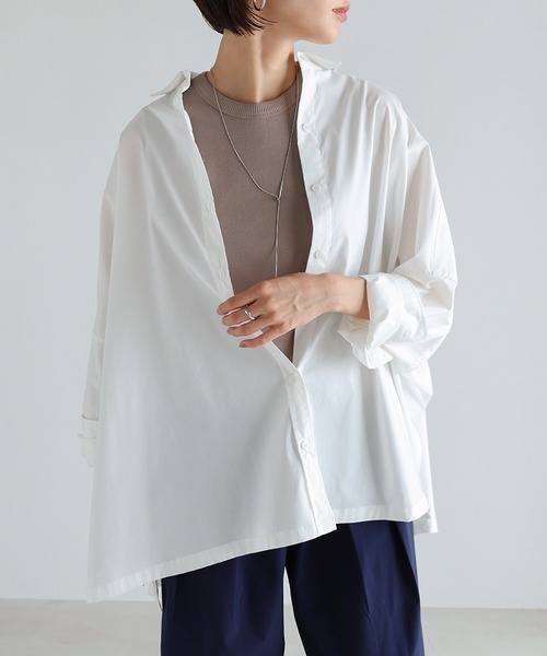 evernavy（エバーネイビー）の「イージーケアポンチョシャツブラウス（シャツ/ブラウス・レディース・ネイビー/ホワイト/ブラック/ライトブルー/サックスブルー・M）」の16枚目の写真