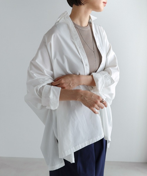 evernavy（エバーネイビー）の「イージーケアポンチョシャツブラウス（シャツ/ブラウス・レディース・ネイビー/ホワイト/ブラック/ライトブルー/サックスブルー・M）」の17枚目の写真