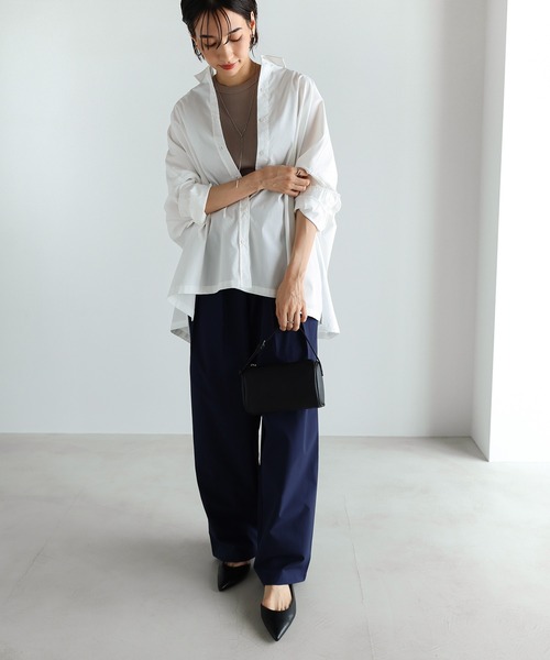 evernavy（エバーネイビー）の「イージーケアポンチョシャツブラウス（シャツ/ブラウス・レディース・ネイビー/ホワイト/ブラック/ライトブルー/サックスブルー・M）」の19枚目の写真