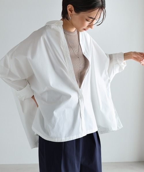 evernavy（エバーネイビー）の「イージーケアポンチョシャツブラウス（シャツ/ブラウス・レディース・ネイビー/ホワイト/ブラック/ライトブルー/サックスブルー・M）」の14枚目の写真