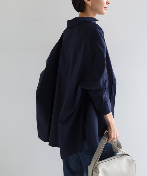 evernavy（エバーネイビー）の「イージーケアポンチョシャツブラウス（シャツ/ブラウス・レディース・ネイビー/ホワイト/ブラック/ライトブルー/サックスブルー・M）」の22枚目の写真
