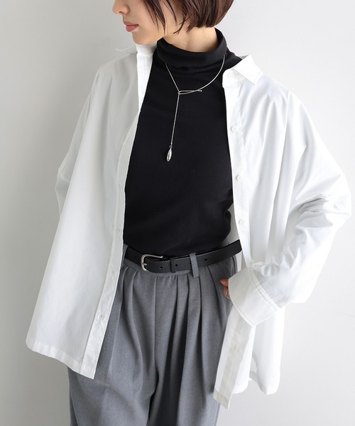 evernavy（エバーネイビー）の「イージーケアポンチョシャツブラウス（シャツ/ブラウス・レディース・ネイビー/ホワイト/ブラック/ライトブルー/サックスブルー・M）」の7枚目の写真