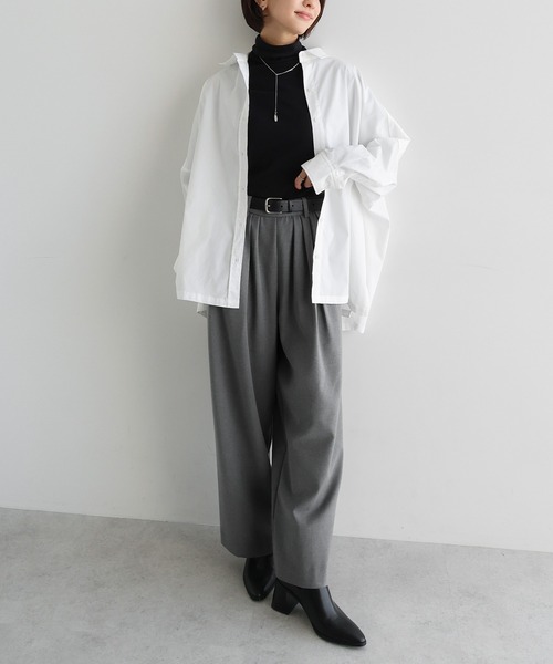 evernavy（エバーネイビー）の「イージーケアポンチョシャツブラウス（シャツ/ブラウス・レディース・ネイビー/ホワイト/ブラック/ライトブルー/サックスブルー・M）」の8枚目の写真