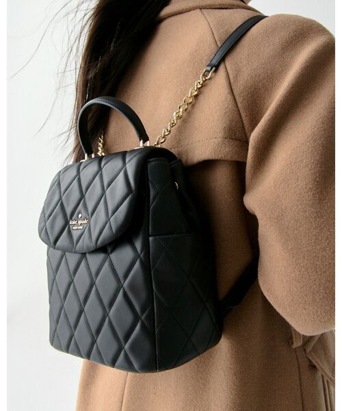kate spade new york(ケイトスペード ニューヨーク)の「キャリー スムース キルテッド スモール バックパック(バックパック/リュック・レディース・ブラック・ONESIZE)」の5枚目の写真
