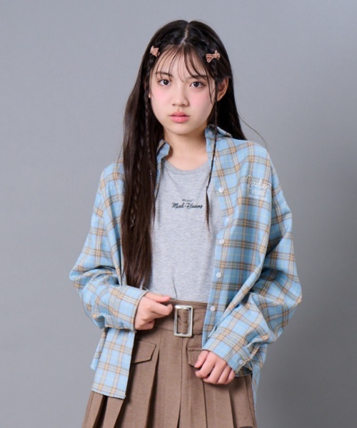 by LOVEiT(バイラビット)の「チェックルーズシャツ(シャツ/ブラウス・キッズ・ピンク/ブルー・160cm/150cm/140cm/130cm/120cm)」の1枚目の写真