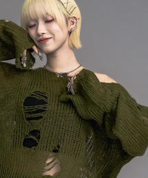 17HR（セブンティーンアワーズ）の「【ユニセックス】ルーズダメージメッシュニット（ニット/セーター・メンズ）」