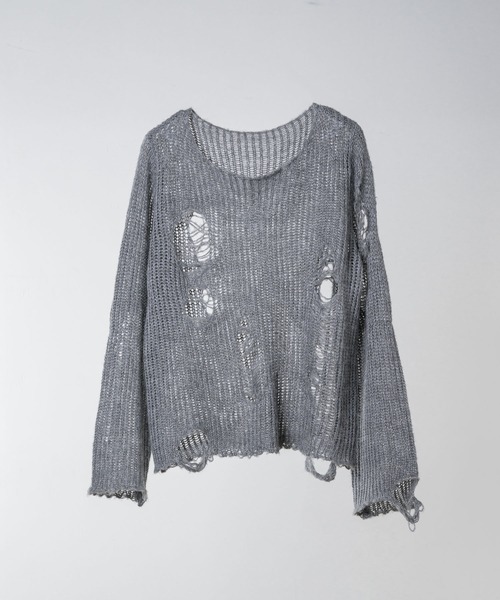 ユニセックス】ルーズダメージメッシュニット（ニット/セーター