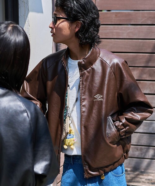 UMBRO/アンブロ SP LEATHERETTE Stand Collar Blouson/別注