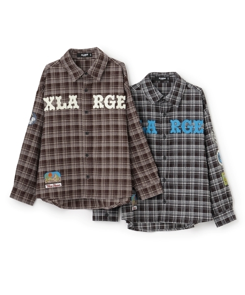XLARGE KIDS(エクストララージキッズ)の「パッチロゴチェックシャツ(シャツ/ブラウス・キッズ・ブラック/ブラウン・140cm/110cm/130cm/120cm)」の8枚目の写真