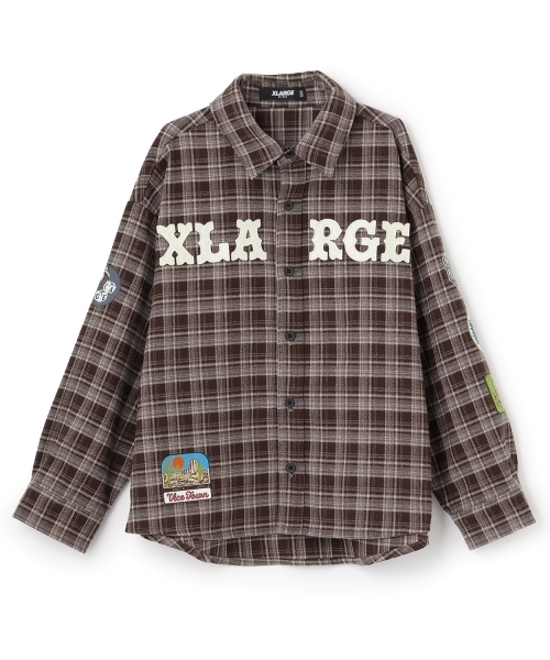XLARGE KIDS(エクストララージキッズ)の「パッチロゴチェックシャツ(シャツ/ブラウス・キッズ・ブラック/ブラウン・140cm/110cm/130cm/120cm)」の7枚目の写真