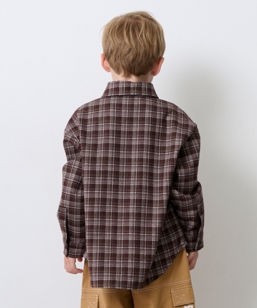 XLARGE KIDS(エクストララージキッズ)の「パッチロゴチェックシャツ(シャツ/ブラウス・キッズ・ブラック/ブラウン・140cm/110cm/130cm/120cm)」の5枚目の写真